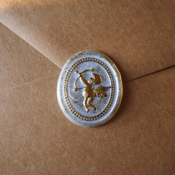 Odbicia lakowe - kupidyn - Biel + złocenie + złoty pyłek