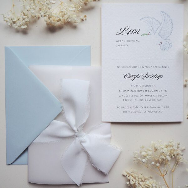 Zaproszenia na Chrzest - Blue Dove